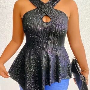 Asymétrique glittering Top